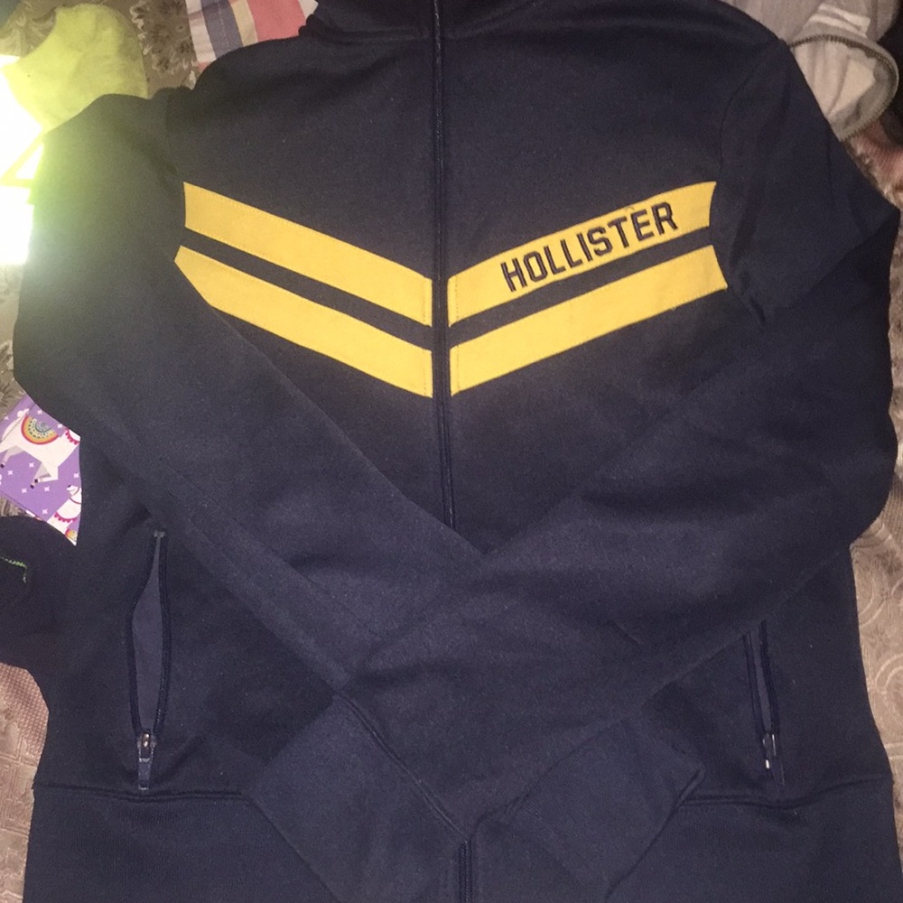 Navy n gold hollister track jacket